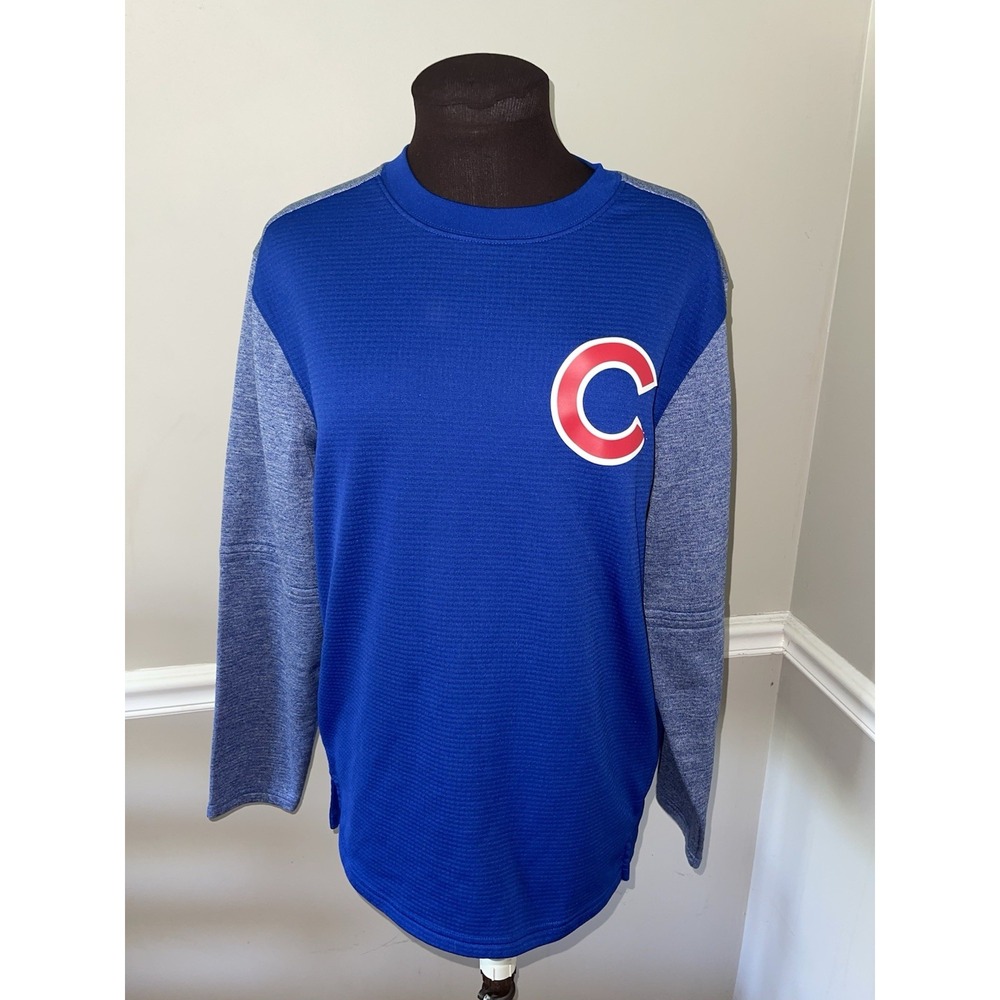 Majestic Thermabase Chicago Cubs Crew Neck Sweatshirt Blue Mens Medium